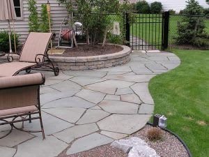 Decorative stamped concrete surface with textured detailing