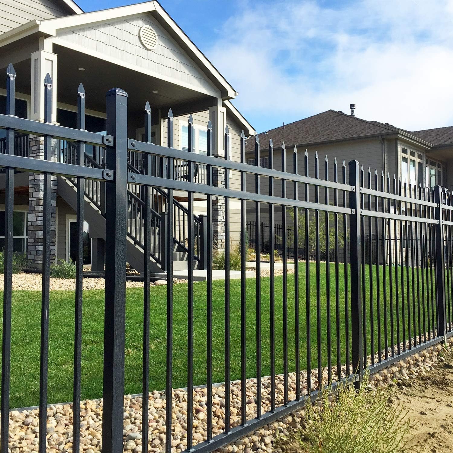 Wrought iron fence securing a property perimeter