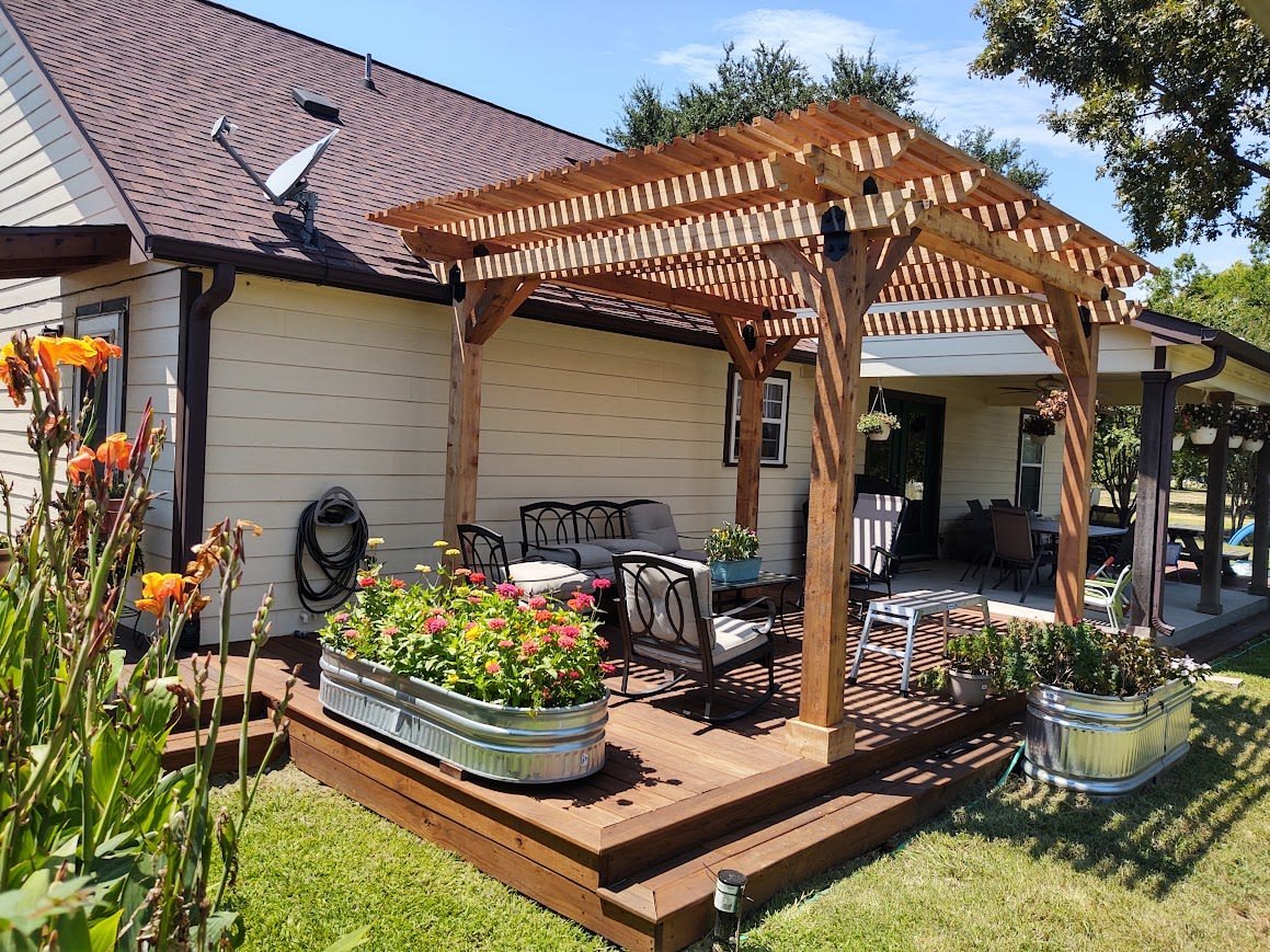 Custom pergola structure enhancing an outdoor living area