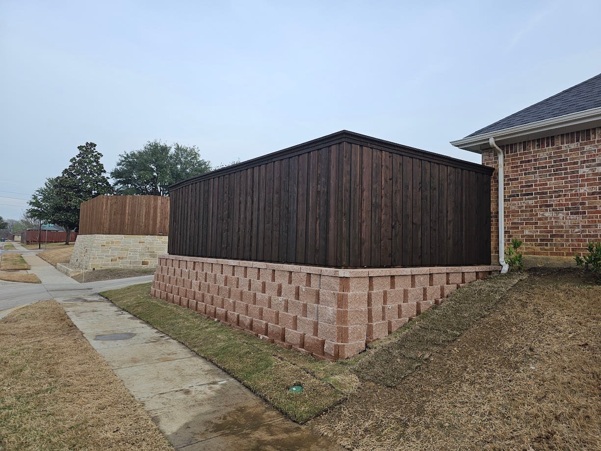 Regal Stone Block retaining wall installed on a Texas slope